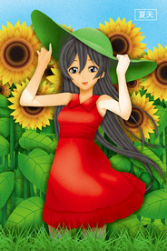 手绘向日葵与女孩图片