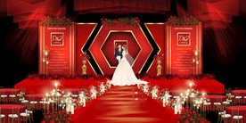红色婚礼设计背景图片