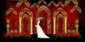 红色婚礼设计背景图片