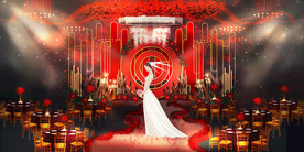 红色婚礼设计背景图片