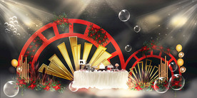 红色婚礼设计背景图片