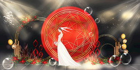 红色婚礼设计背景图片