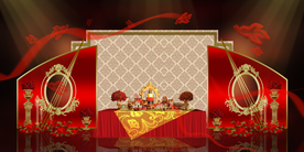 红色婚礼设计背景图片