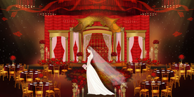 红色婚礼设计背景图片