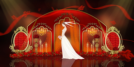 红色婚礼设计背景图片