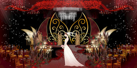 红色婚礼设计背景图片