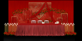 红色婚礼设计背景图片