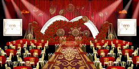 红色婚礼设计背景图片