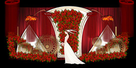 红色婚礼设计背景图片