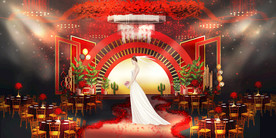 红色婚礼设计背景图片