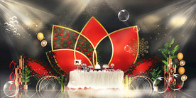 红色婚礼设计背景图片