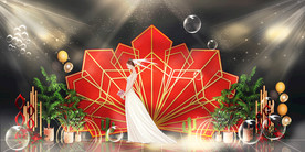 红色婚礼设计背景图片