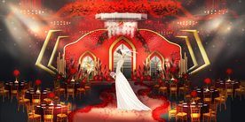 红色婚礼设计背景图片