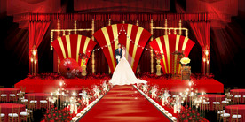 红色婚礼设计背景图片