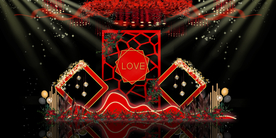 红色婚礼设计背景图片