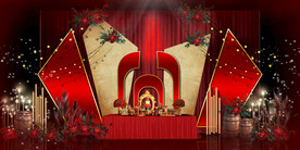 红色婚礼设计背景图片