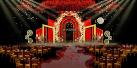 红色婚礼设计背景图片