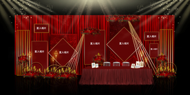 红色婚礼设计背景图片