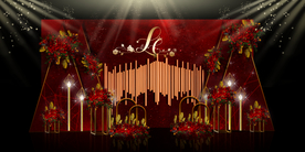 红色婚礼设计背景图片