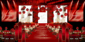 红色婚礼设计背景图片