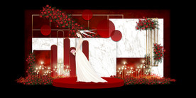 红色婚礼设计背景图片