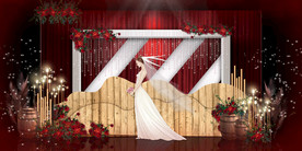 红色婚礼设计背景图片