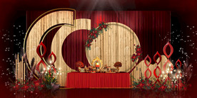 红色婚礼设计背景图片