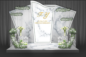大理石灰白色纹婚礼迎宾区