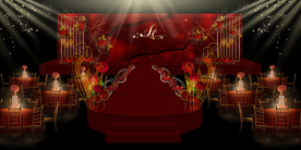 红色婚礼设计背景图片