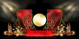 红色婚礼设计背景图片