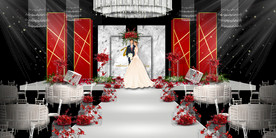 红色婚礼设计背景图片