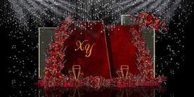 红色婚礼设计背景图片