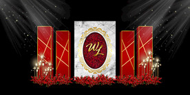 红色婚礼设计背景图片