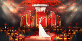 红色婚礼设计背景图片