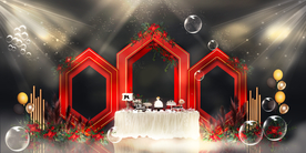 红色婚礼设计背景图片