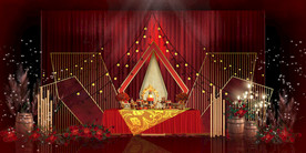 红色婚礼设计背景图片