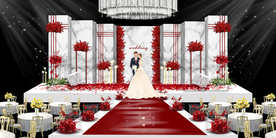 红色婚礼设计背景图片