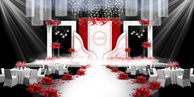 红色婚礼设计背景图片