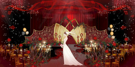 红色婚礼设计背景图片