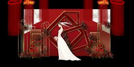 红色婚礼设计背景图片