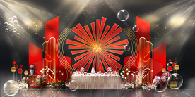红色婚礼设计背景图片