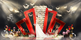 红色婚礼设计背景图片