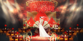 红色婚礼设计背景图片