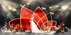 红色婚礼设计背景图片