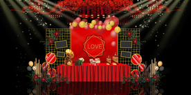 红色婚礼设计背景图片