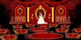 红色婚礼设计背景图片