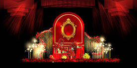 红色婚礼设计背景图片