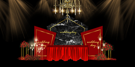 红色婚礼设计背景图片