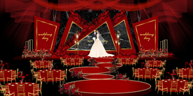 红色婚礼设计背景图片