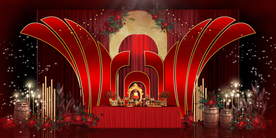 红色婚礼设计背景图片